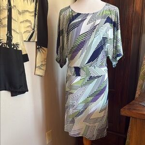 BCBGMaxAzria Blue Sheath Dress with Dolman Sleeves